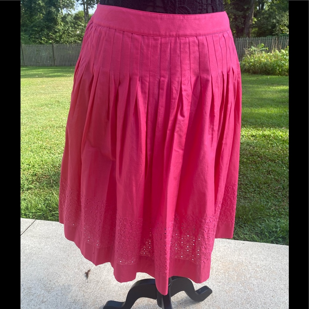 Talbots💕NWT Hot Pink Pleated Lined Knee Length Skirt Sz 14P